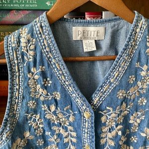 Vintage Embroidered Denim Vest